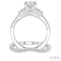 1 1/6 Ctw Diamond Bridal Set with 1 Ctw Round Cut Engagement Ring and 1/5 Ctw Wedding Band in 14K White Gold