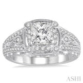 3/8 Ctw Round Diamond Semi-Mount Engagement Ring in 14K White Gold