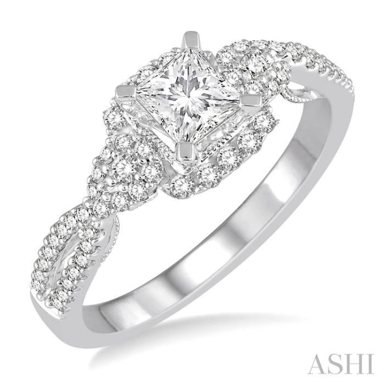 1/3 Ctw Round Diamond Semi-Mount Engagement Ring in 14K White Gold