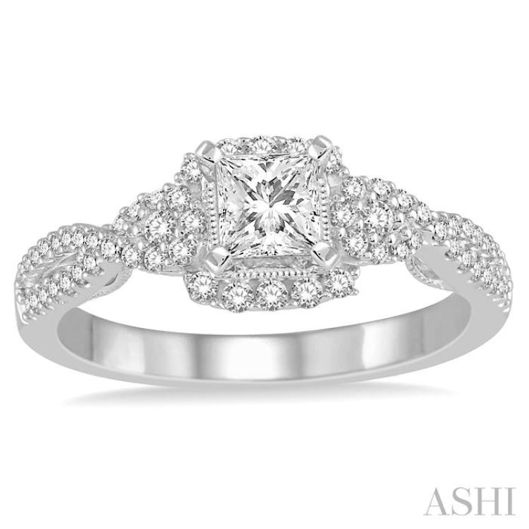 1/3 Ctw Round Diamond Semi-Mount Engagement Ring in 14K White Gold