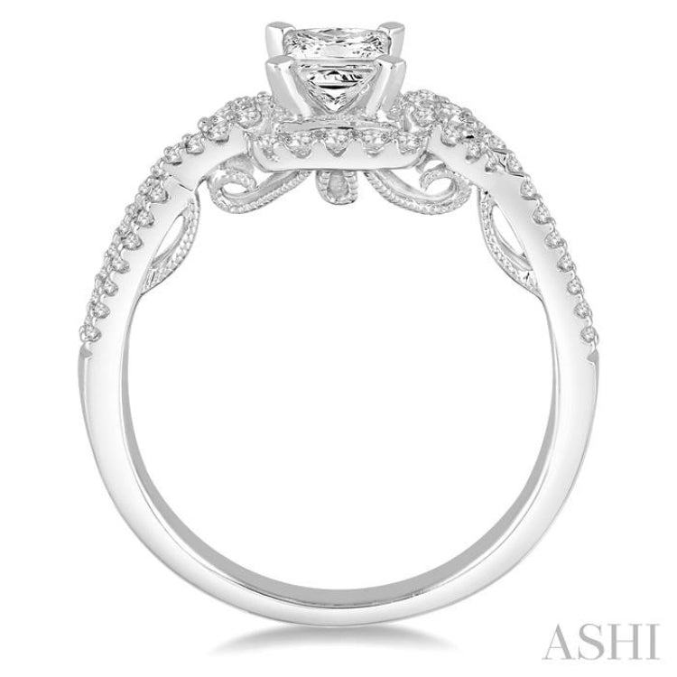 1/3 Ctw Round Diamond Semi-Mount Engagement Ring in 14K White Gold