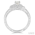 1/2 Ctw Diamond Engagement Ring with 1/5 Ct Round Cut Center Stone in 14K White Gold