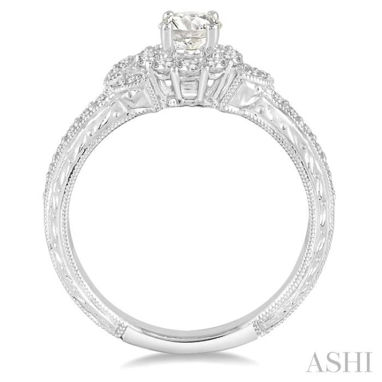 1/3 Ctw Round Diamond Semi-Mount Engagement Ring in 14K White Gold