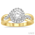 3/4 Ctw Diamond Engagement Ring with 1/2 Ct Round Cut Center Stone in 14K Yellow and White Gold