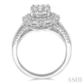 1 1/10 Ctw Diamond Lovebright Double Halo Engagement Ring in 14K White Gold