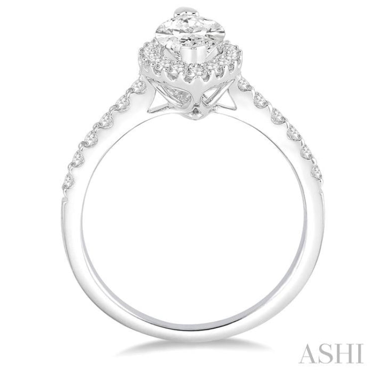 1/2 Ctw Marquise Shape Semi-Mount Diamond Engagement Ring in 14K White Gold