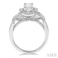 3/8 Ctw Round Diamond Oval Halo Semi-Mount Engagement Ring in 14K White Gold