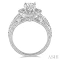 1/2 Ctw Round Diamond Semi-Mount Halo Engagement Ring in 14K White Gold