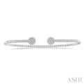 1/2 Ctw Circular Shape Open End Round Cut Diamond Stackable Cuff Bangle in 14K White Gold