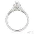 3/8 ctw Octagonal Shape Round Cut Diamond Semi-Mount Engagement Ring in 14K White Gold