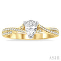 1/4 ctw Split Criss Cross Pear Shape Round Cut Diamond Semi-Mount Engagement Ring in 14K Yellow and White Gold