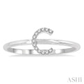 1/20 Ctw Initial 'C' Round Cut Diamond Fashion Ring in 10K White Gold