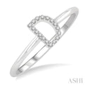 1/20 Ctw Initial 'D' Round Cut Diamond FAshion Ring in 10K White Gold