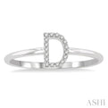 1/20 Ctw Initial 'D' Round Cut Diamond FAshion Ring in 10K White Gold