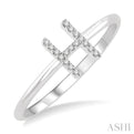 1/20 Ctw Initial 'H' Round Cut Diamond FAshion Ring in 10K White Gold