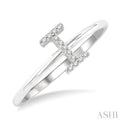 1/20 Ctw Initial 'I' Round Cut Diamond FAshion Ring in 10K White Gold