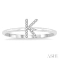 1/20 Ctw Initial 'K' Round Cut Diamond FAshion Ring in 10K White Gold