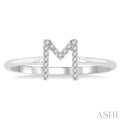 1/20 Ctw Initial 'M' Round Cut Diamond Fashion Ring in 10K White Gold