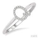 1/20 Ctw Initial 'Q' Round Cut Diamond FAshion Ring in 10K White Gold