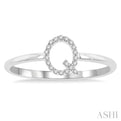 1/20 Ctw Initial 'Q' Round Cut Diamond FAshion Ring in 10K White Gold