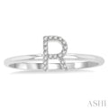 1/20 Ctw Initial 'R' Round Cut Diamond FAshion Ring in 10K White Gold