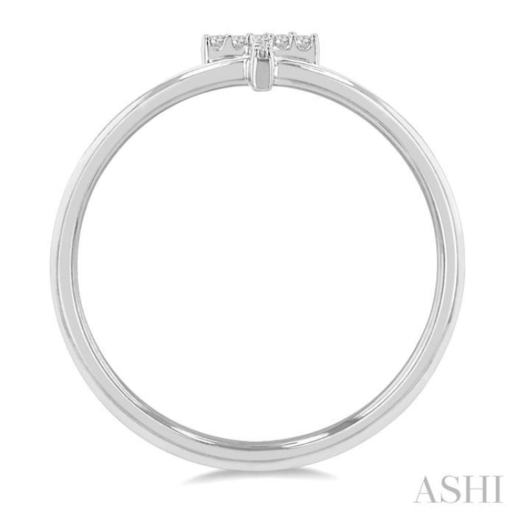 1/20 Ctw Initial 'T' Round Cut Diamond FAshion Ring in 10K White Gold