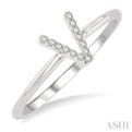 1/20 Ctw Initial 'V' Round Cut Diamond FAshion Ring in 10K White Gold