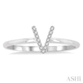 1/20 Ctw Initial 'V' Round Cut Diamond FAshion Ring in 10K White Gold