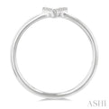 1/20 Ctw Initial 'V' Round Cut Diamond FAshion Ring in 10K White Gold