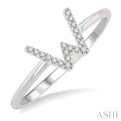 1/20 Ctw Initial 'W' Round Cut Diamond FAshion Ring in 10K White Gold