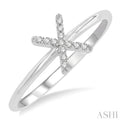 1/20 Ctw Initial 'X' Round Cut Diamond FAshion Ring in 10K White Gold