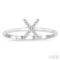 1/20 Ctw Initial 'X' Round Cut Diamond FAshion Ring in 10K White Gold