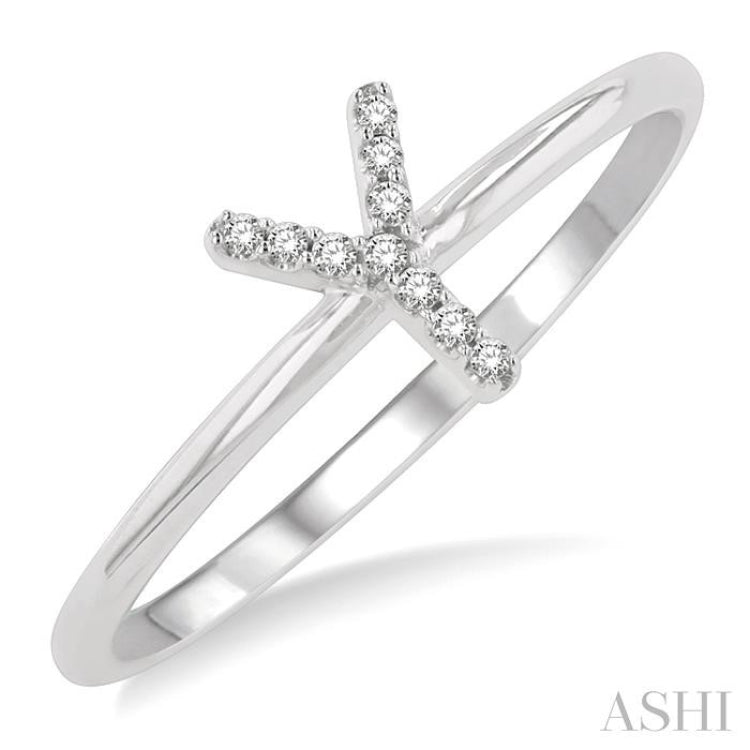 1/20 Ctw Initial 'Y' Round Cut Diamond FAshion Ring in 10K White Gold