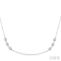 1 Ctw Round Cut Diamond Station Necklace in 14K White Gold