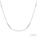 1/2 ctw Bar and Circular Mount Round Cut Diamond Station Necklace in 14K White Gold