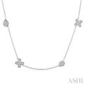 5/8 ctw Floral and Pear Shape Round Cut Diamond Station Necklace in 14K White Gold