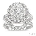 2 5/8 Ctw Round Shape Diamond Lovebright Wedding Set with 2 Ctw Engagement Ring and 5/8 Ctw Wedding Band in 14K White Gold