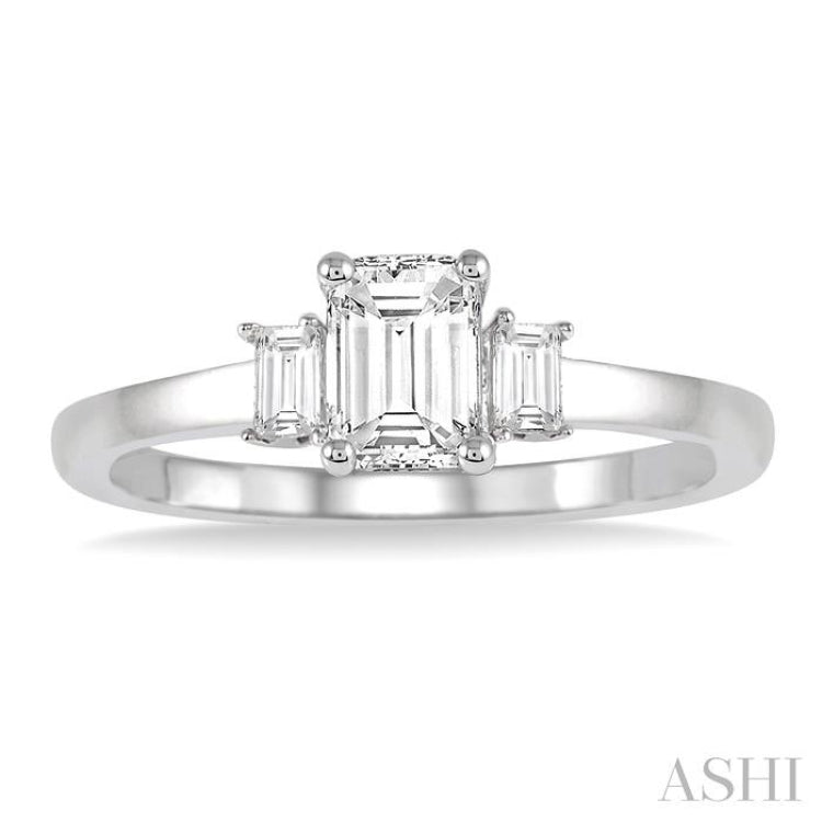 1/6 ctw Baguette Diamond Semi-Mount Engagement Ring in 14K White Gold