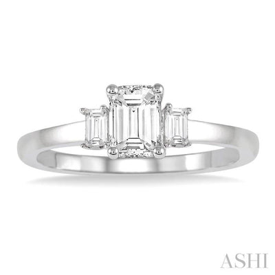 1/6 ctw Baguette Diamond Semi-Mount Engagement Ring in 14K White Gold