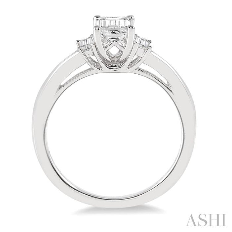 1/6 ctw Baguette Diamond Semi-Mount Engagement Ring in 14K White Gold