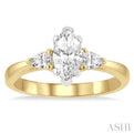 1/4 ctw Marquise Shape Pear Cut Diamond Semi-Mount Engagement Ring in 14K Yellow and White gold