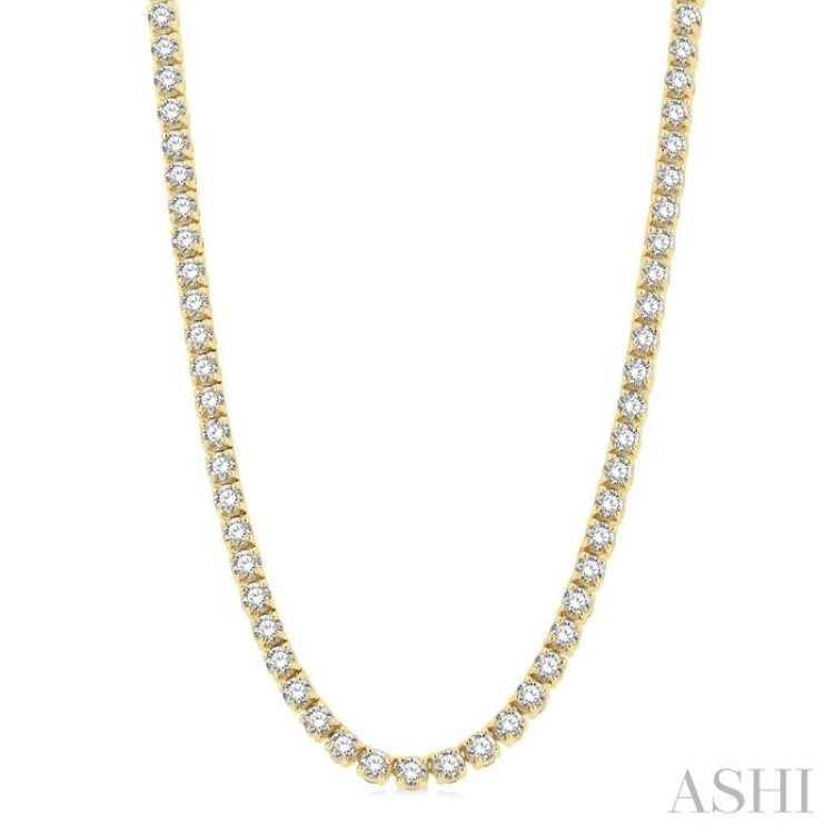 15 ctw Round Cut Diamond Tennis Necklace in 14K Yellow Gold