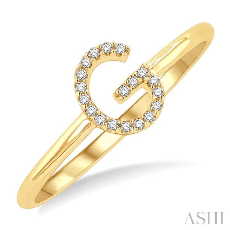 1/20 Ctw Initial 'G' Round Cut Diamond FAshion Ring in 10K Yellow Gold