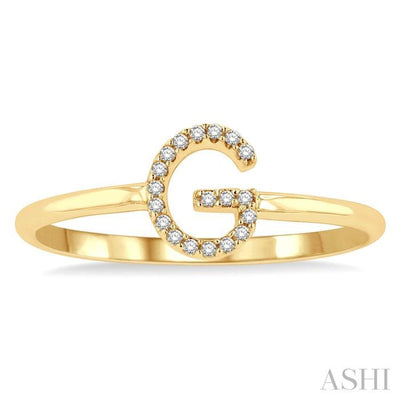 1/20 Ctw Initial 'G' Round Cut Diamond FAshion Ring in 10K Yellow Gold