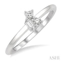 1/6 ctw Petite Tri-Stone Scatter Princess, Baguette & Round Cut Diamond FAshion Ring in 10K White Gold