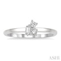 1/6 ctw Petite Tri-Stone Scatter Princess, Baguette & Round Cut Diamond FAshion Ring in 10K White Gold