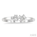 1/8 ctw Scatter Baguette and Round Cut Diamond Petite FAshion Ring in 14K White Gold