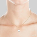 1/10 ctw Petite Sun 6X6 MM Cultured Pearl and Round Cut Diamond FAshion Pendant With Chain in 10K Yellow Gold