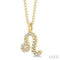 1/10 Ctw Leo Round Cut Diamond Zodiac Pendant With Chain in 10K Yellow Gold