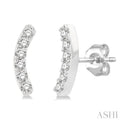 1/10 Ctw Arc Round Cut Diamond Petite FAshion Stud Earring in 10K White Gold